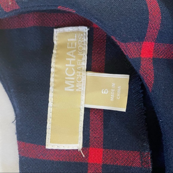 Michael Kors Navy & Red Plaid Lace Dress - Picture 9 of 9